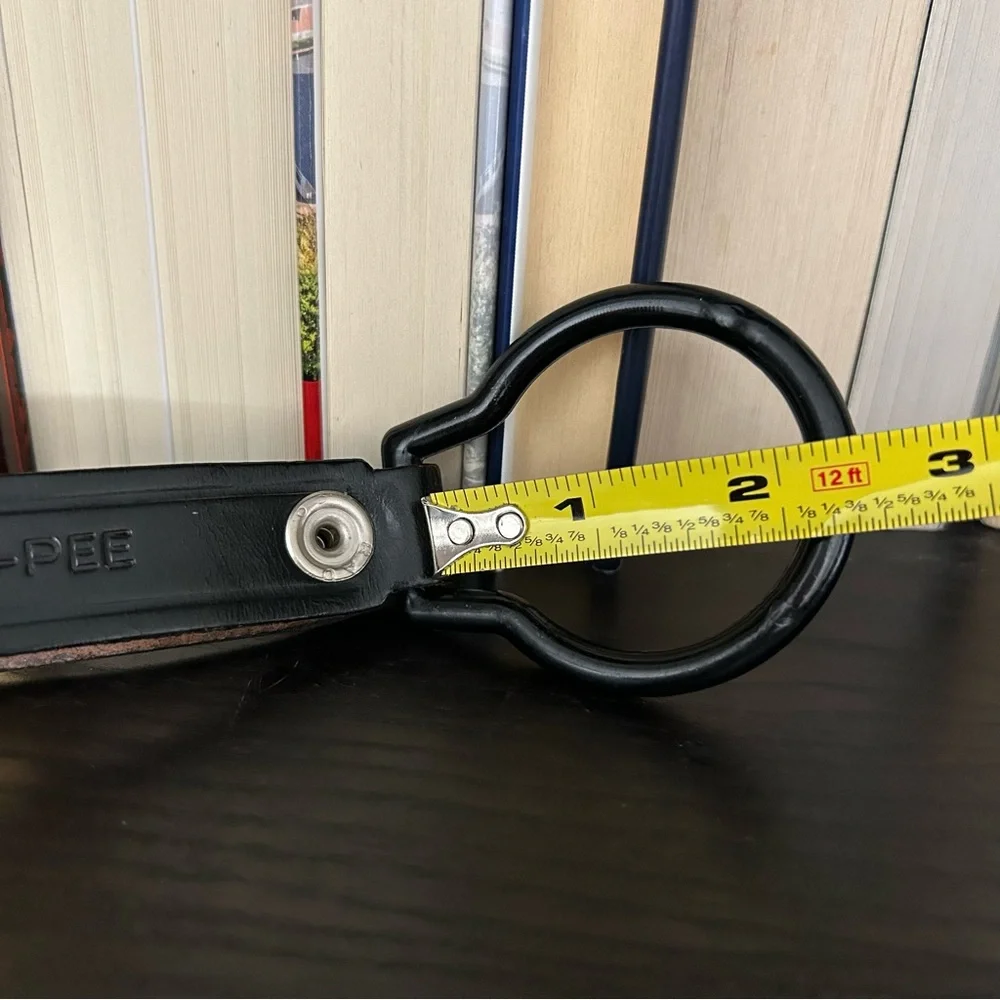 JAY-PEE: Black Leather Key Strap Belt Keeper and Flashlight Holder